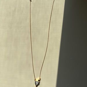 Gold Necklace with Clear Pendant